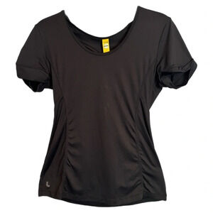Lole Short Sleeve Cut Out Back Tee Black Women's Small Workout Athletic Gym Yoga